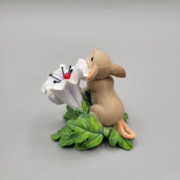 Charming Tails Figurine Thinking of You Makes Me Smile Mouse Flowers Love - Picture 5 of 9